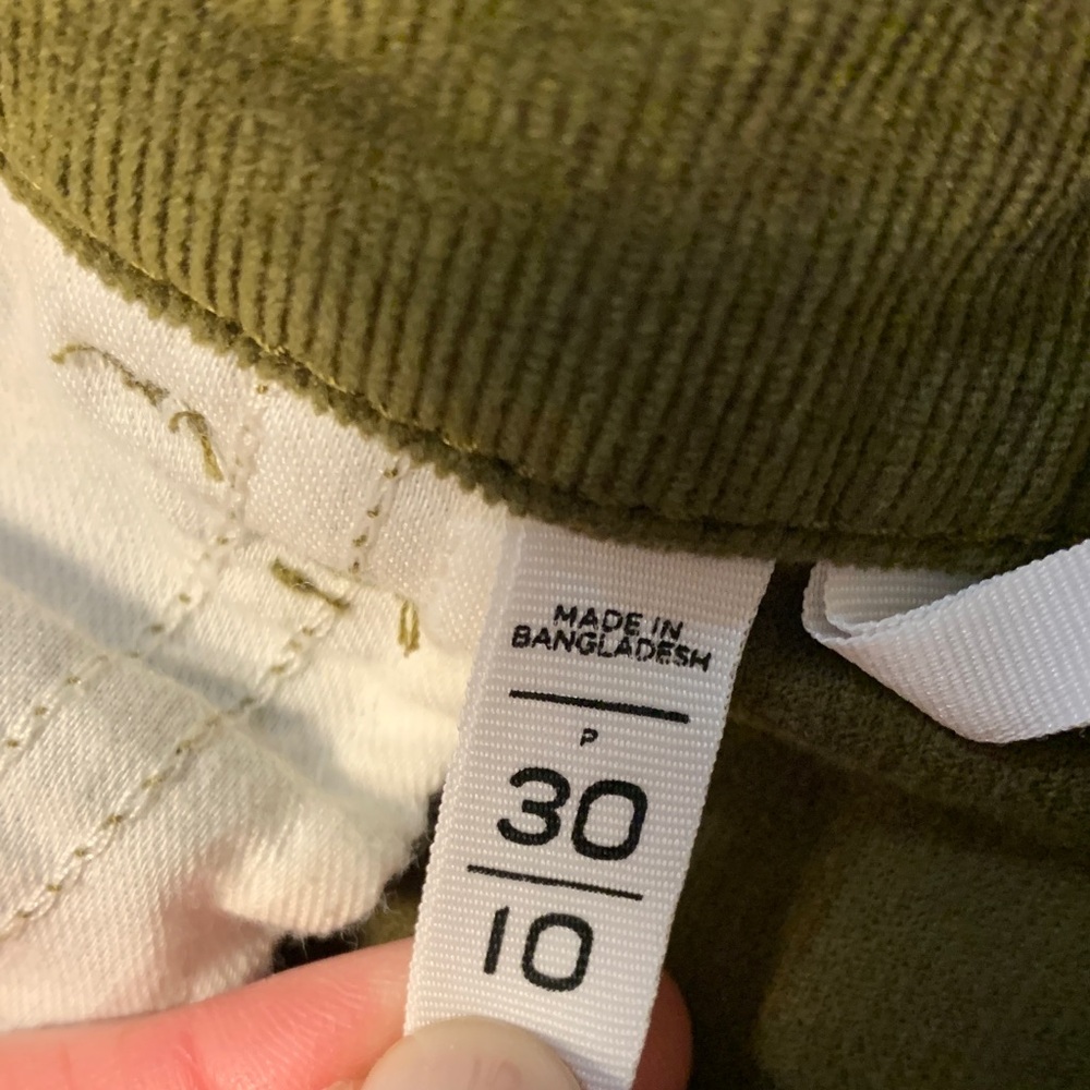 Olive Green Corduroy PantsLoft size 10 high waist skinny - Picture 3 of 6
